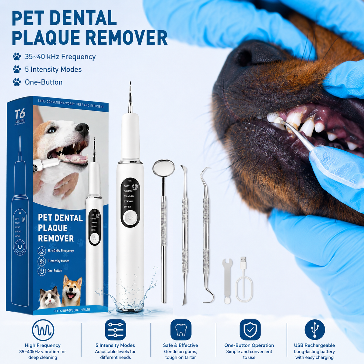 ECO CREST - Dog & Cat Dental Cleaning Tool with LED Light