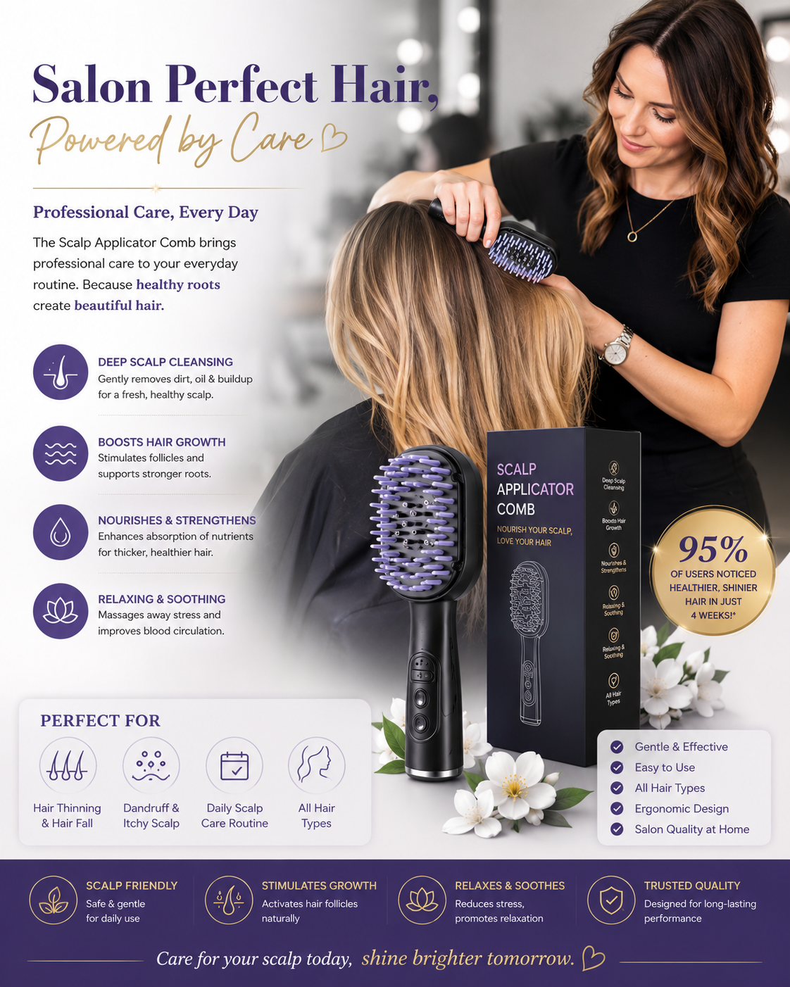 ECO CREST - 30ML Scalp Applicator Comb with EMS Microcurrent Pulse