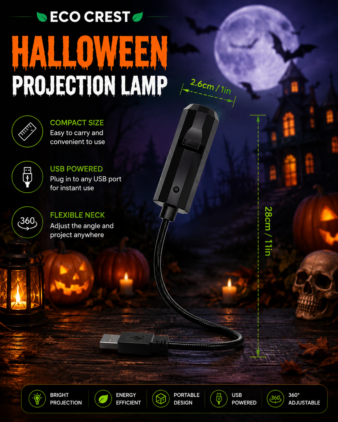 ECO CREST - Halloween LED Projection Lamp