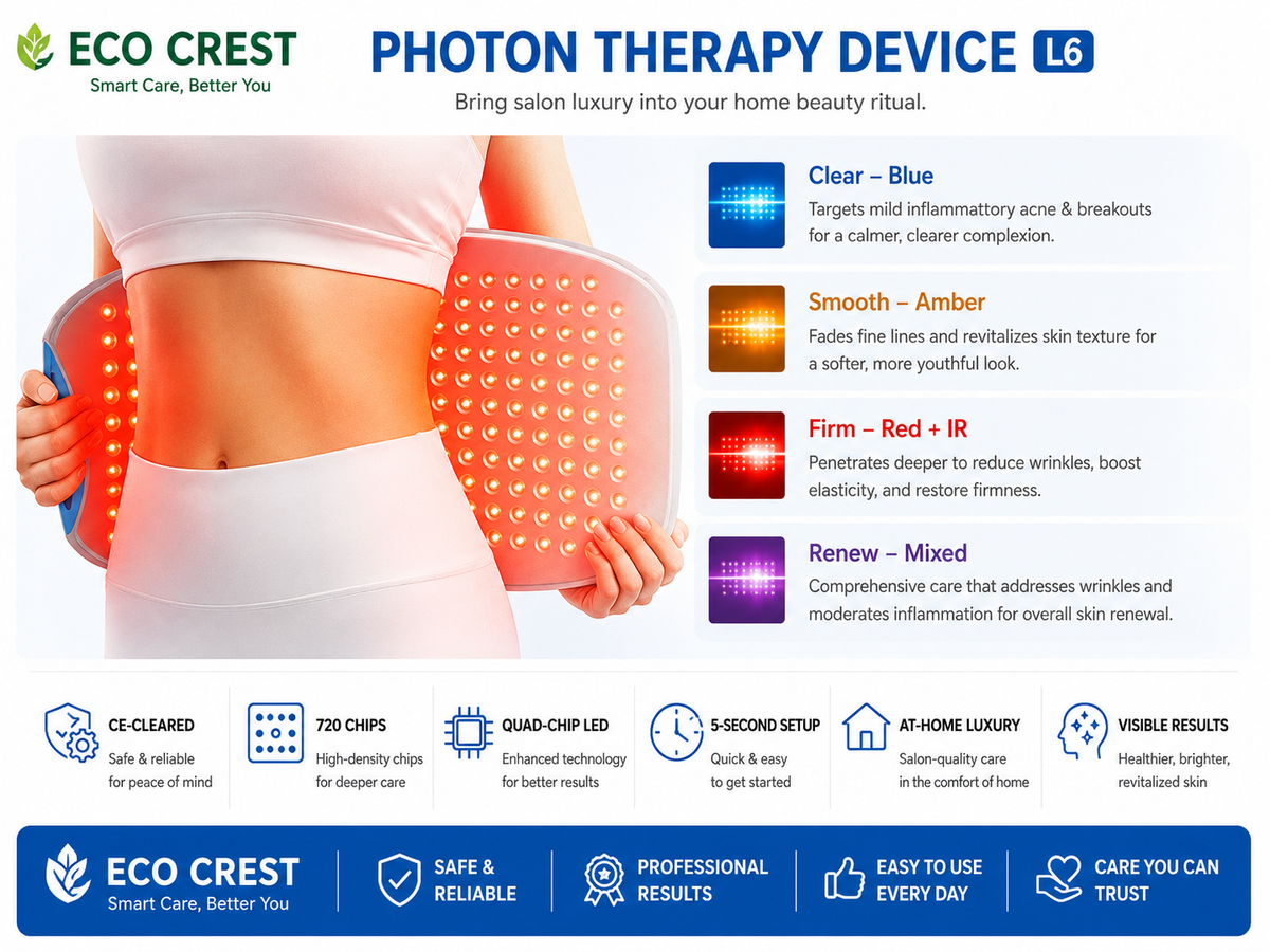 ECO CREST - L6 Red Light & Infrared Therapy Mask