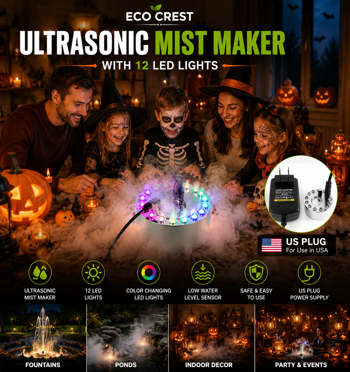 ECO CREST - LED Ultrasonic Mist Maker