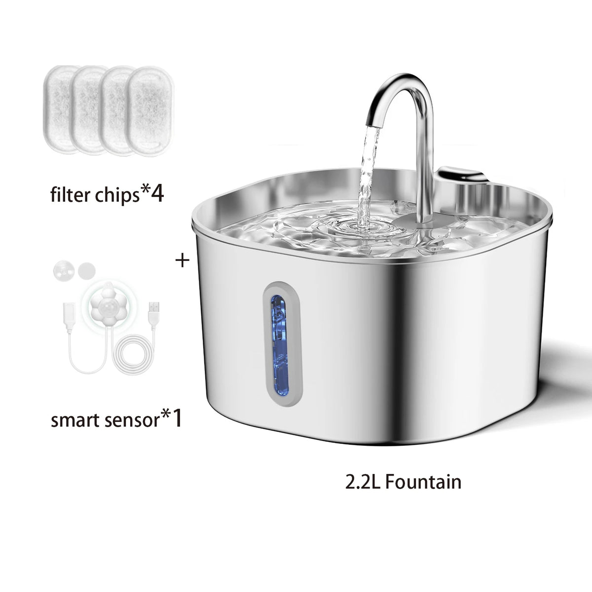 ECO CREST - 2.2L Stainless Steel Pet Water Fountain