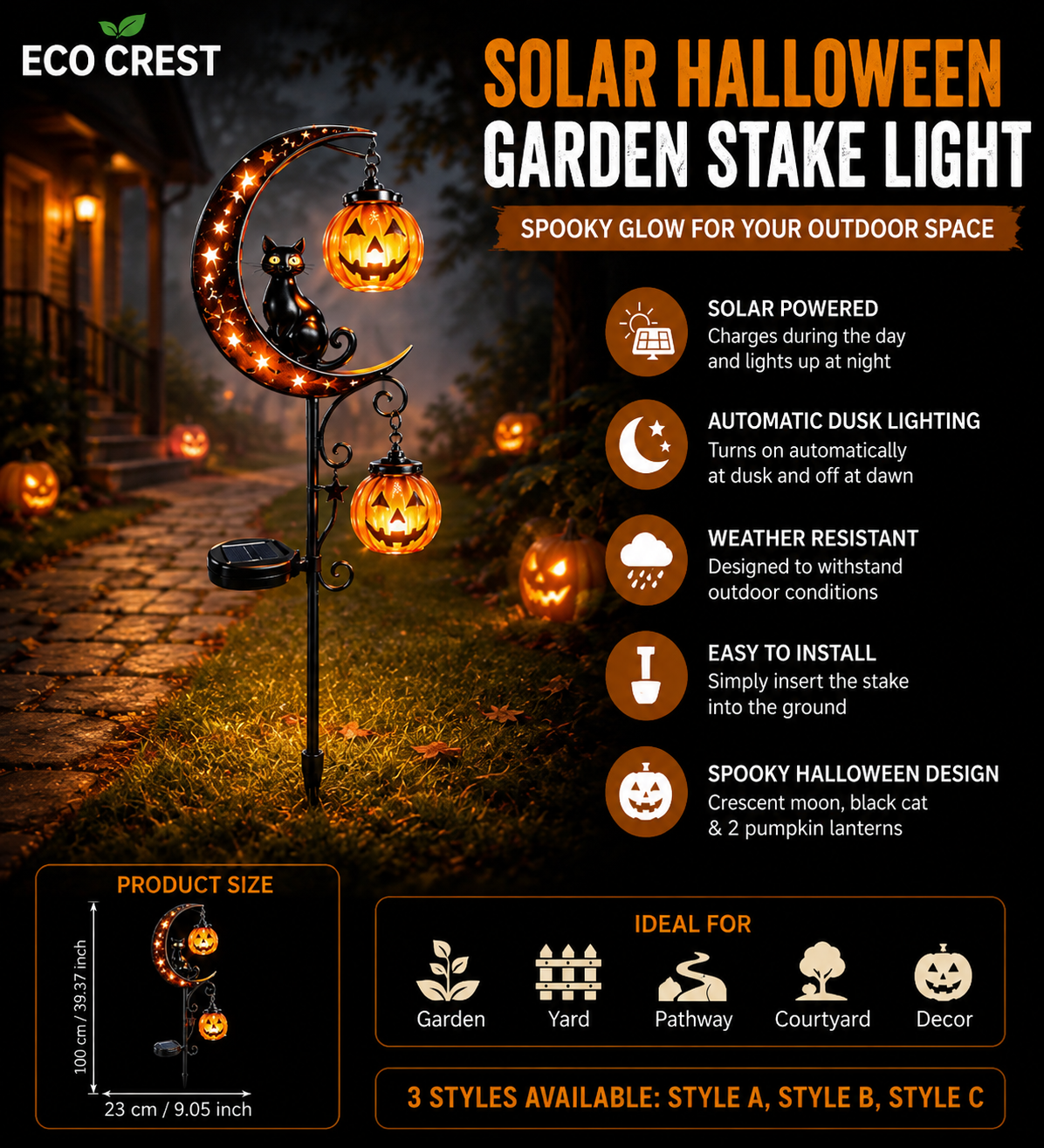 ECO CREST - Solar Halloween Garden Stake Light