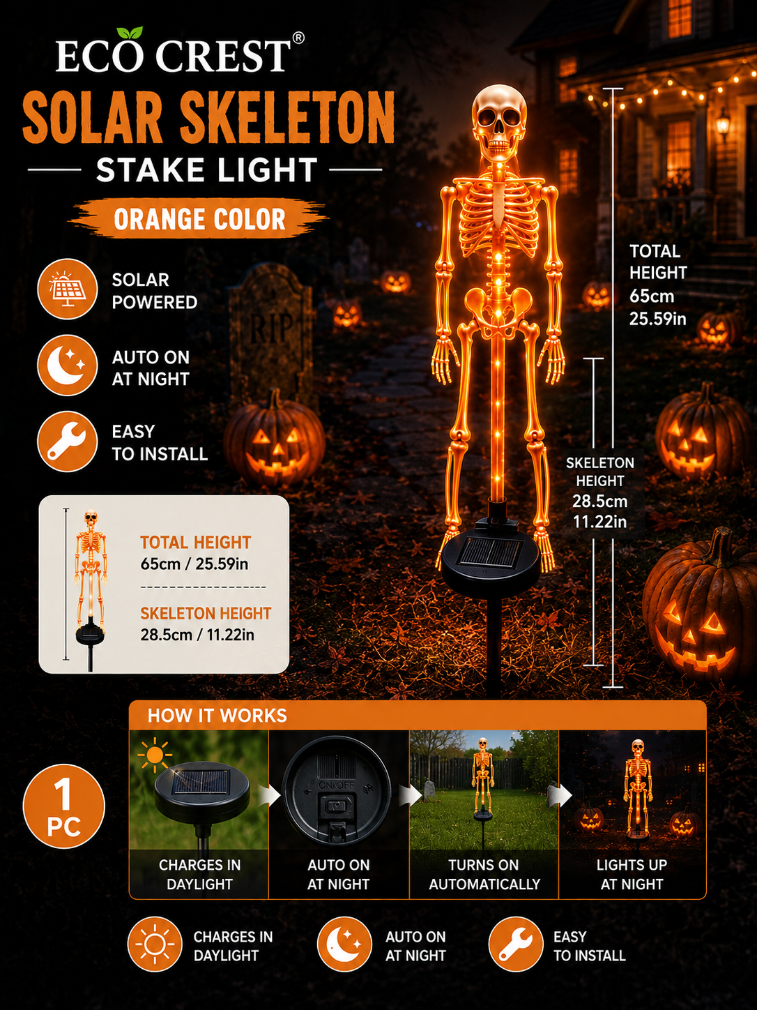 ECO CREST - Solar Skeleton Stake Light
