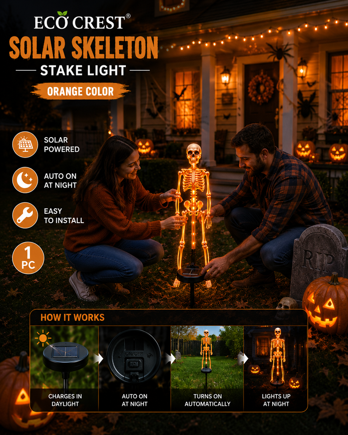 ECO CREST - Solar Skeleton Stake Light