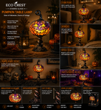 ECO CREST - Stained Glass Pumpkin Table Lamp
