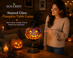 ECO CREST - Stained Glass Pumpkin Table Lamp
