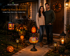 ECO CREST - Stained Glass Pumpkin Table Lamp