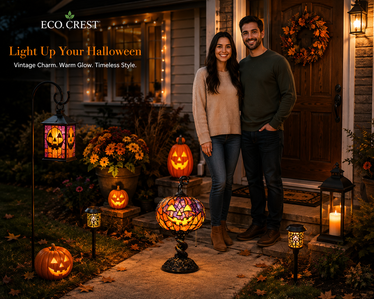 ECO CREST - Stained Glass Pumpkin Table Lamp