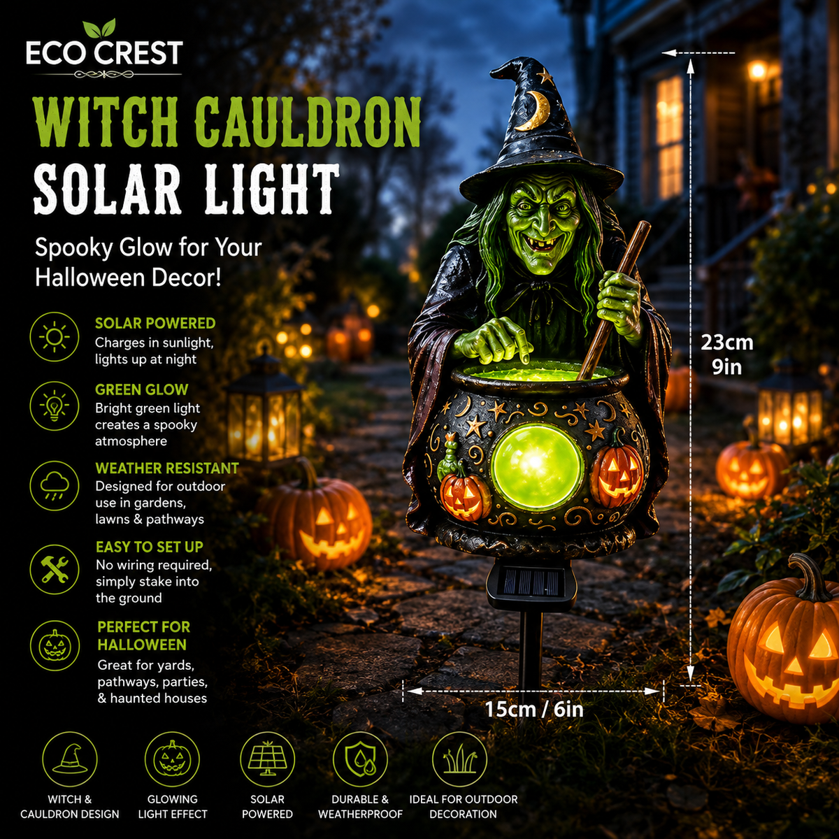 ECO CREST - Witch Cauldron Solar Light