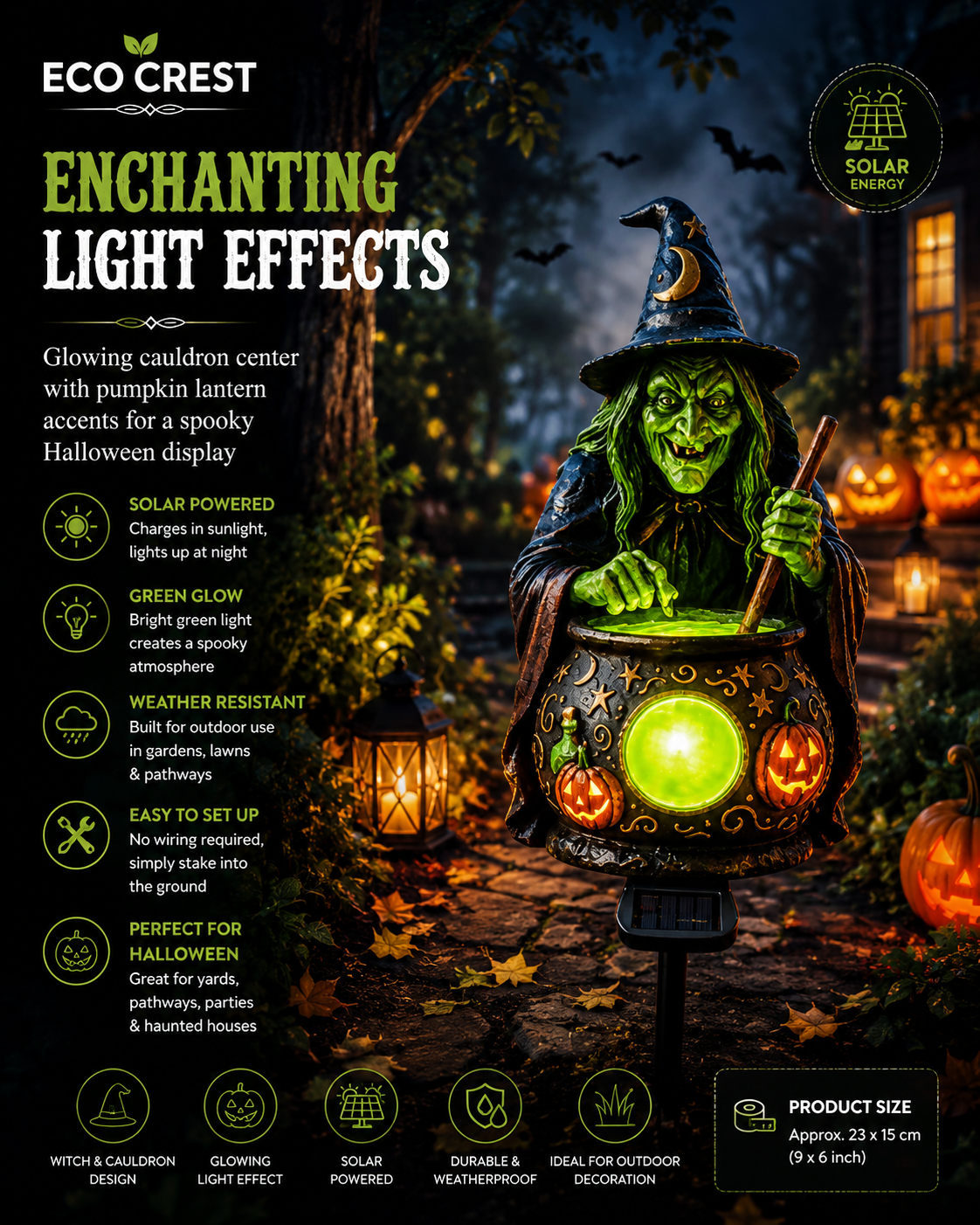 ECO CREST - Witch Cauldron Solar Light